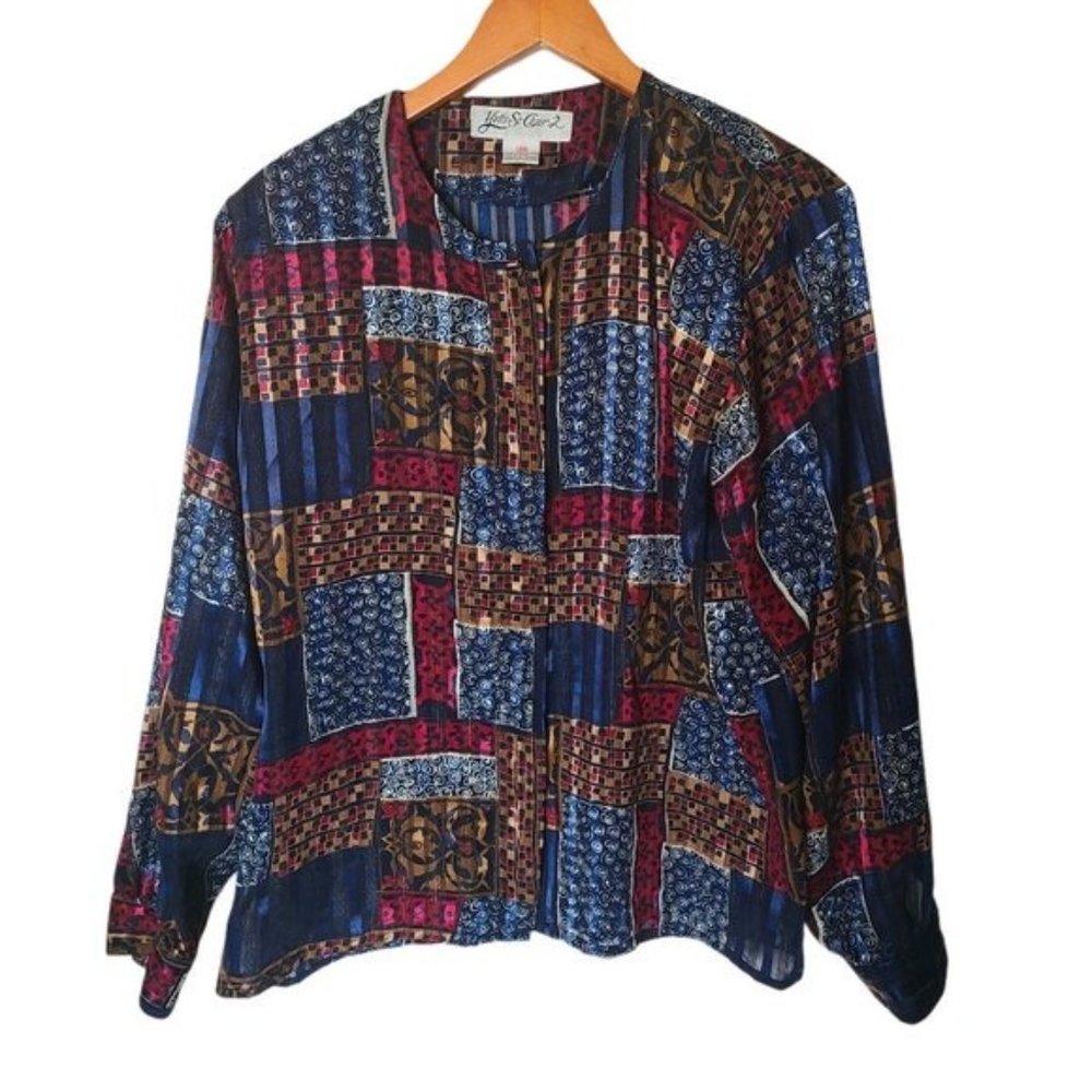 Yves St. Clair 2 Vintage Blouse 18W Striped Button - Picture 3 of 11